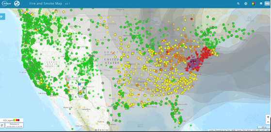 Air quality map of the US