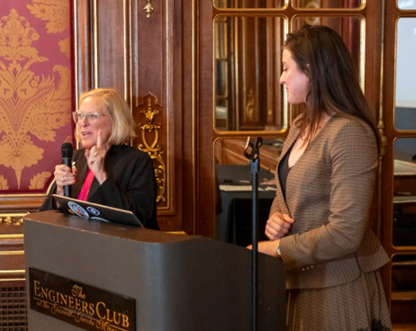 L.R. Sallye Perrin, PE, Chair, State Board for Professional Engineers and Victoria Ballestero, PE speak at DSPE Engineers Reception & Awards Night 2026